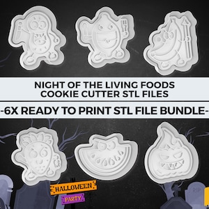 Zombie Fruits Cookie Cutter STL, Halloween Cookie, Spooky Treats, Creepy Baking Set, 3D Printable, Monster Snack Design