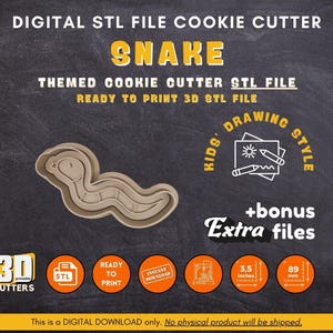 Snake Cookie Cutter STL: 3D Printable Reptile Design (Digital Download)