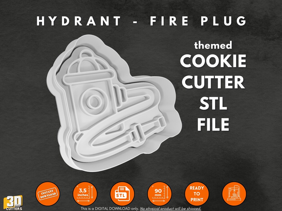 Fire Hydrant Cookie Cutter STL File, Fire Plug Stamp STL, Fire Hose ...