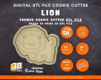 Archivo STL de cortador de galletas de león: Molde para hornear Safari (Descarga digital)
