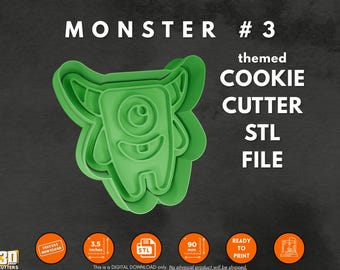 One-Eyed Monster Cookie Cutter STL File: Halloween Baking (Digital Download)