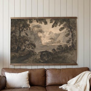 Moody Wall Art | Large Canvas Art Tapestry | Landscape Art Home Decor | Vintage Wall Hanging for Living Room or Bedroom | T30