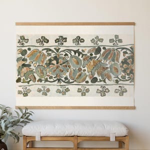 Botanical Tapestry Wall Art | Oversized Vintage Floral Textile | T52