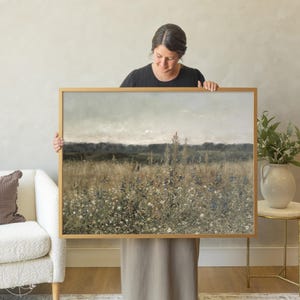 Framed Wildflower Wall Art | Meadow Landscape Canvas Print | N117