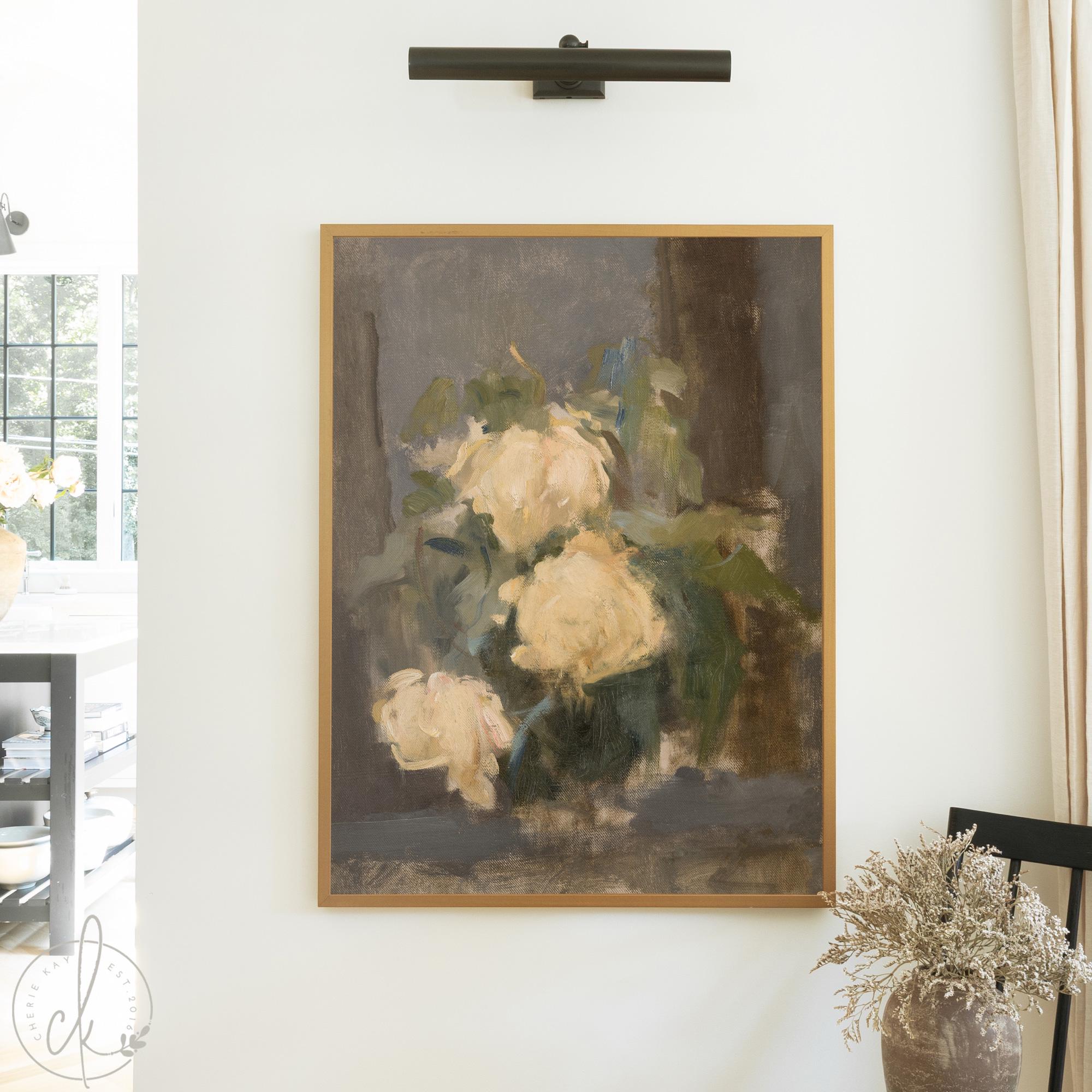 Floral Still Life Painting | Antique Rose Framed Canvas Art | N125 - Etsy