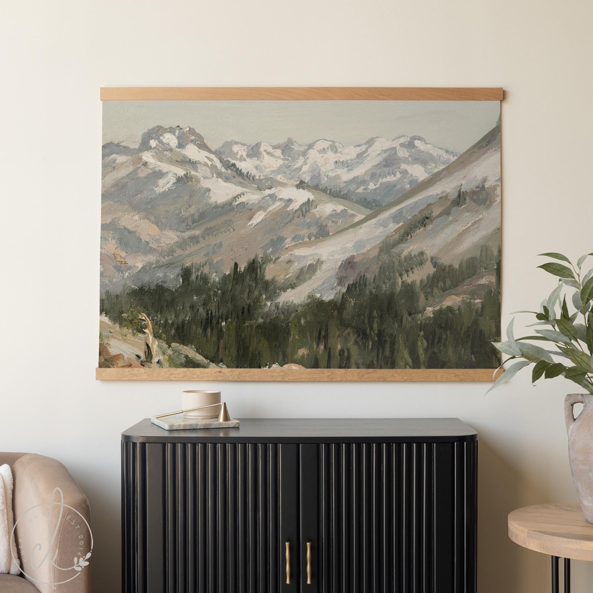 Mountain Artwork Canvas Wall Hanging | Vintage Landscape Art | T71 - Etsy
