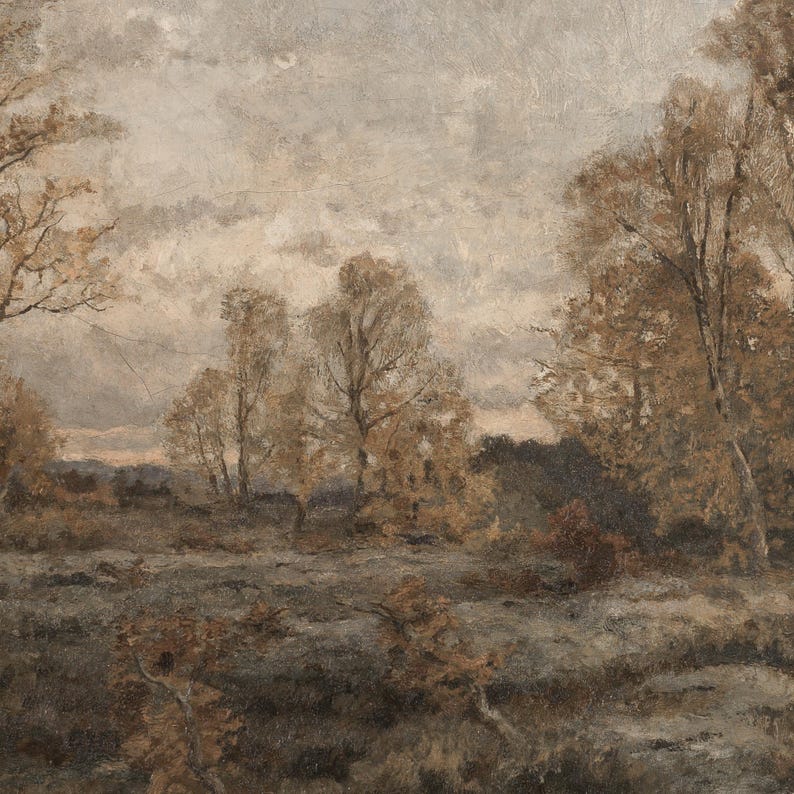 Vintage Autumn Painting | Landscape Painting | Large Framed Wall Art | Fall Landscape Art for Living Room | N230 bild 4