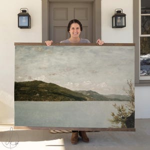 Extra Large Art | Lake and Mountains Canvas Tapestry Wall Decor | Oversized Landscape Art for Living Room, Nature Wall Hanging | T42
