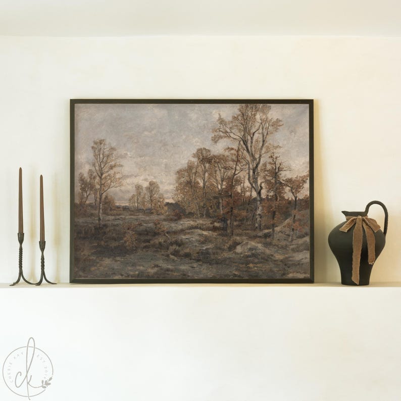 Vintage Autumn Painting | Landscape Painting | Large Framed Wall Art | Fall Landscape Art for Living Room | N230 bild 5