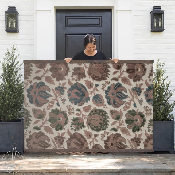 Vintage Floral Art | Large Canvas Fabric Wall Hanging | Botanical Textile Home Decor | T123