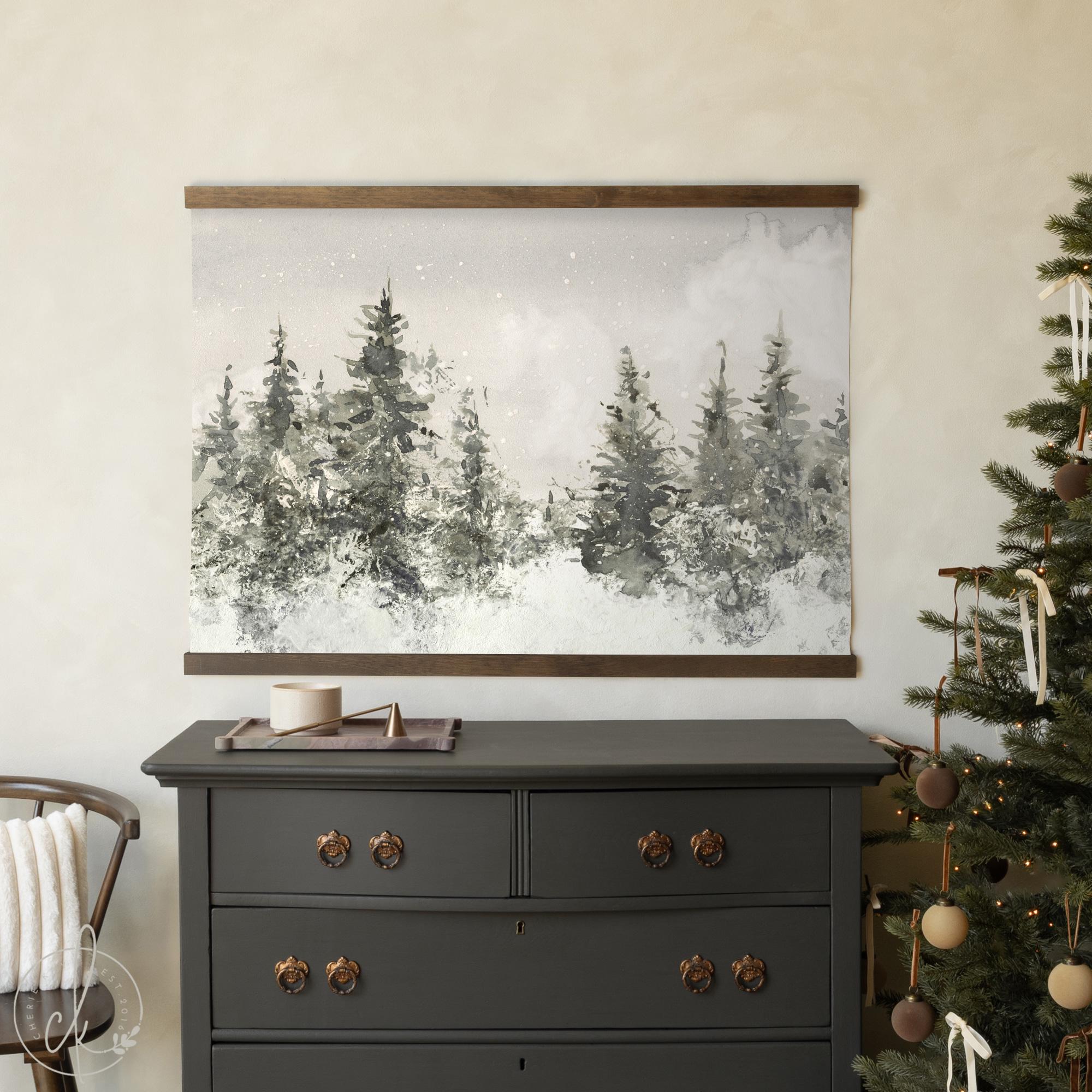 Christmas Tree Canvas Print | Snowy Winter Forest, Holiday Wall Decor ...