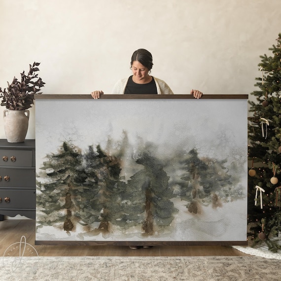 Christmas Tree Wall Art | Holiday Wall Decor | Winter Wall Art | Large Canvas Wall Hanging | Oversized Wall Art | T99