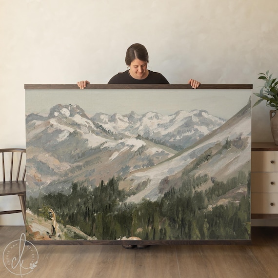 Mountain Artwork Canvas Wall Hanging | Vintage Landscape Art | T71
