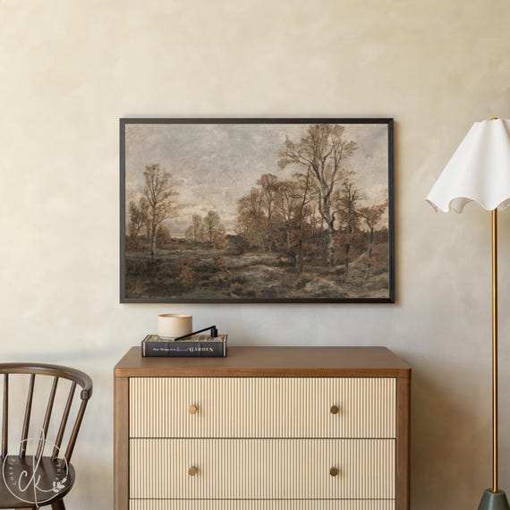Vintage Autumn Painting | Landscape Painting | Large Framed Wall Art | Fall Landscape Art for Living Room | N230