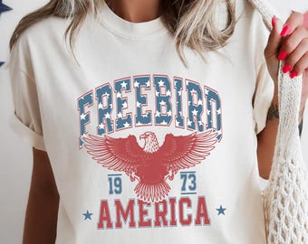 Free Bird 1972 Comfort Colors Shirt Retro American Eagle T-Shirt Rock N Roll T Shirt USA TShirt 4th Of July Shirt Vintage Oversized Tee