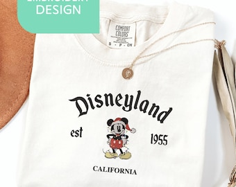 Embroidered Disneyland Mickey Mouse Comfort Colors Tee California Est 1955
