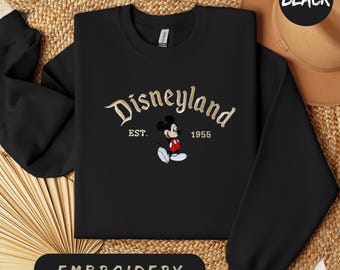 Embroidered Disneyland Sweatshirt, Vintage Mickey Mouse Crewneck