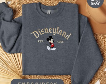 Embroidered Disneyland Sweatshirt, Vintage Mickey Mouse Crewneck