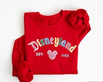 Embroidered Disneyland Sweatshirt, Mickey and Friends Crewneck