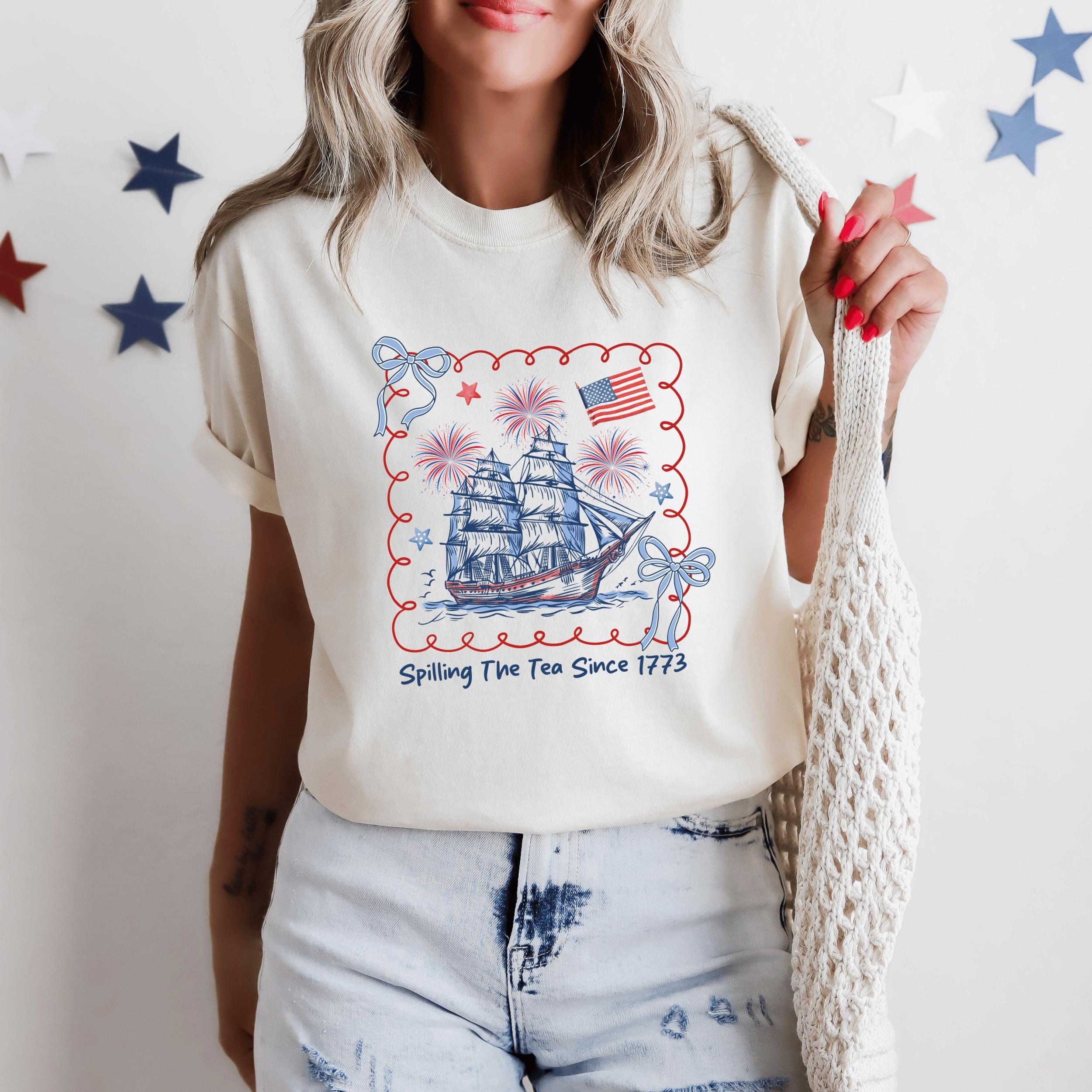 Spilling The Tea Since 1773, Spilling the Tea, T-Shirt,Usa Patriotic Tee,4th of July Party TShirt,Trendy Usa Celebration Shirt,Comfort Color