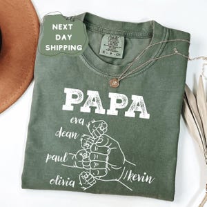 Custom Fist Bump Dad Shirt with Kids&#39; Names, Father’s Day Gift, New Dad Shirt, Personalized Grandpa Shirt, Gift for Dad or Papa Shirt