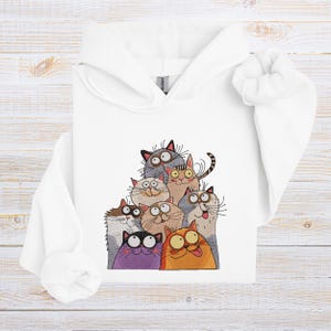 Funny Cat Sweatshirt, Crazy Cat Lady Hoodie, Cat Lover Crewneck, Quirky Cat Mom Pullover, Embroidered Pet Lover Gift, Cat Mom Gift