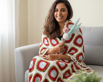 Crochet Blanket Pattern and Tutorial - Easy Granny Square Pattern - Throw Afghan in English only