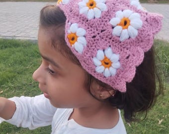 Crochet Bloom Bandana, anfängerfreundliche digitale Häkelanleitung mit Video-Tutorial, sofortiger Download