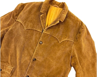Vtg Pioneer Wear Jacket Mens 42 L Camel Corduroy Western Cowboy