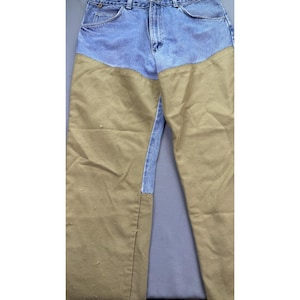 Vintage Wrangler Jeans Men 36x30 USA Rugged Wear Brush Guard Two Tone Workwear image 4
