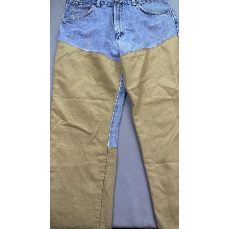 Vintage Wrangler Jeans Men 36x30 USA Rugged Wear Brush Guard Two Tone Workwear image 4
