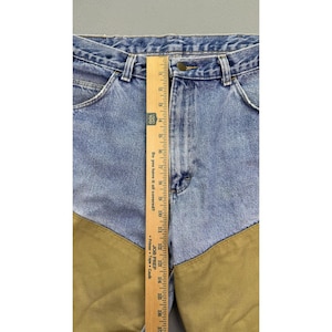 Vintage Wrangler Jeans Men 36x30 USA Rugged Wear Brush Guard Two Tone Workwear image 9