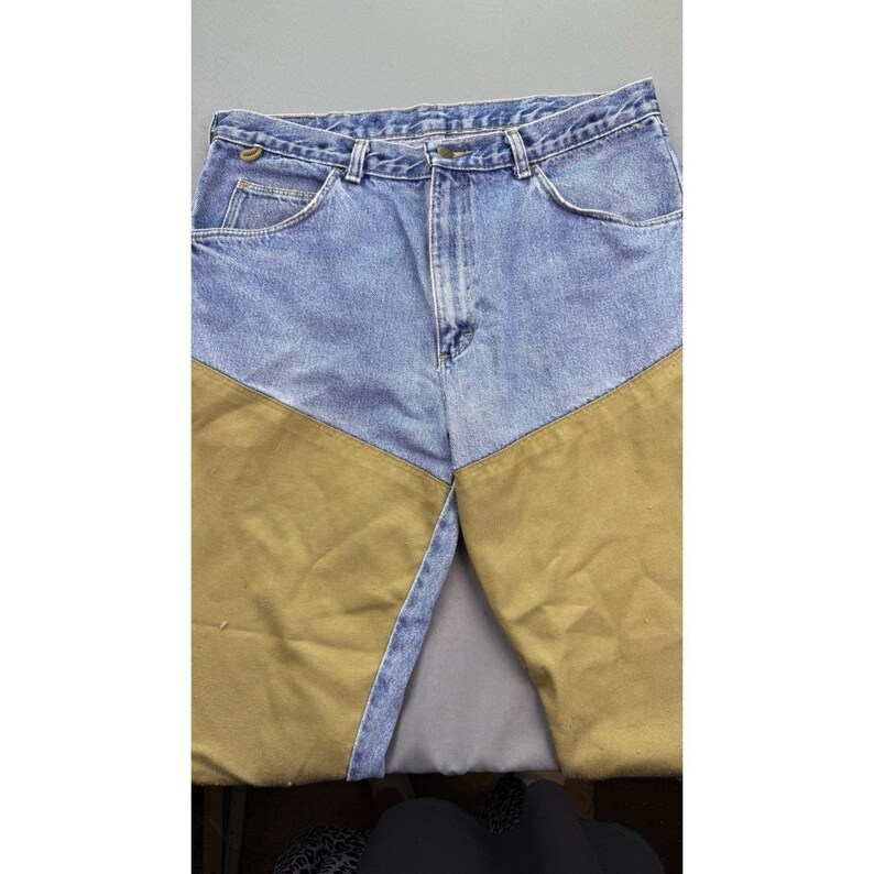Vintage Wrangler Jeans Men 36x30 USA Rugged Wear Brush Guard Two Tone Workwear image 3