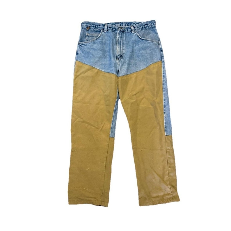 Vintage Wrangler Jeans Men 36x30 USA Rugged Wear Brush Guard Two Tone Workwear image 1