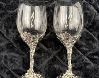 Copas de vino Arthur Court Grape Vine (2) 3x8" Caja original Vintage