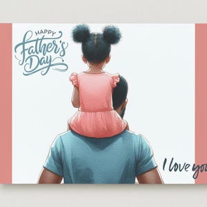 Tarjeta imprimible para el Día del Padre – Tarjeta digital tierna y emotiva para papá – Saludo emotivo para el Día del Padre – Regalo de descarga instantánea. Para niñas.