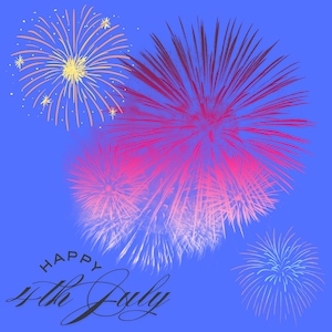 4th of July Printable Card – Fireworks Illustration – Patriotic Digital Greeting – Red White & Blue Card – Instant Download USA Holiday Card