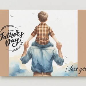 Druckbare Karte zum Vatertag – süße & herzliche digitale Karte für Papa – emotionale Vatertagsbegrüßung – sofortiges Download-Geschenk. Für Jungen.