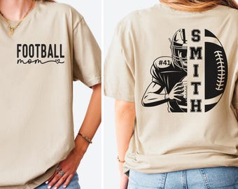Comfort Colors T-Shirt, Customized Football Mom Sweatshirt, Your Name Football Shirt, Game Day Long Sleeve Shirt,  Football Season Shirt