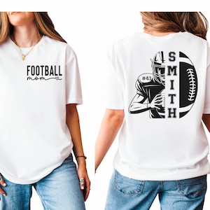 Camiseta personalizada para mamá de fútbol, camiseta de fútbol con tu nombre, camiseta para el día del partido, camiseta de la temporada de fútbol, camiseta personalizada con el nombre y el número del jugador.