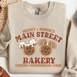 Mickey and Minnie Main Street Bakery Sweatshirt, Disney Christmas Gingerbread Shirt, Disney Christmas Shirt, Disney Christmas Cookies Shirt