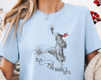 No Kings Statue Of Liberty Shirt, Patriotic Protest Tee,Anti Trump T Shirt, Political Statement Sweatshirt, Rejecting Kings
