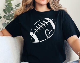 Football Heart Shirt, Football Mom Shirts, Custom Football Tee, Women Football Shirt, Football Season Shirt, Game Day Shirt
