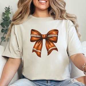 Coquette Football Shirt, Football Mom Shirt, Coquette Football Bow T-Shirt, Game Day Football T-Shirt, Womens Football Shirt