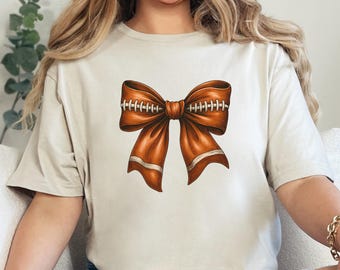 Coquette Football Shirt, Football Mom Shirt, Coquette Football Bow T-Shirt, Game Day Football T-Shirt, Womens Football Shirt