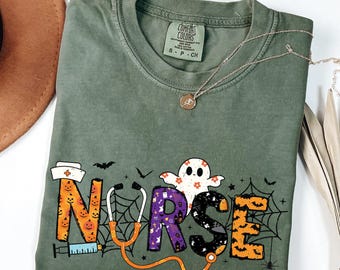 Comfort Colors Halloween Nurse Shirt,Halloween Nursing Shirt, Nurse Fall Shirt, Nurse Halloween, Nursing Tee, Halloween Shirt