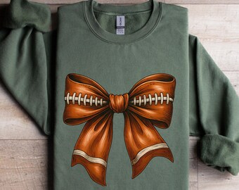 Coquette Football Sweatshirt, Football Mom Shirt, Coquette Football Bow Hoodie, Game Day Football Sweatshirt, Womens Football Tee