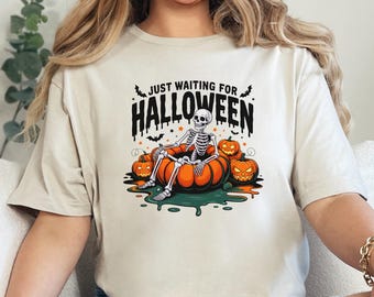 Waiting For Halloween Funny Graphic Shirt, Halloween Sarcastic T-Shirt, Adult Humor Tee For Friend, Funny Halloween Shirt,Halloween Vibes