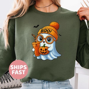 Halloween Ghost Sweatshirt, Cute Ghost Shirt, Womens Halloween Shirt, Cute Fall Hoodie, Spooky Season Sweatshirt, Gift For Halloween