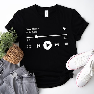 Custom Song T-Shirt Spotify Music Player, Personalized Lyrics Tee, Anniversary Wedding Gift, Unisex Softstyle Shirt, Retro Album Cover Top